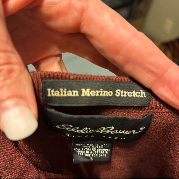 Eddie Bauer Men's Rust Italian stretch merino wool sweater size L - Picture 3 of 9